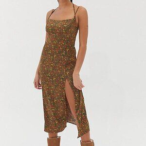 Urban Outfitters Sasha Satin Midi Slip Dress